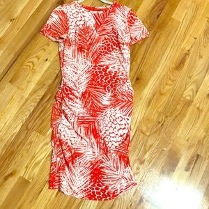 Fitted orange and white Vince Camuto dress